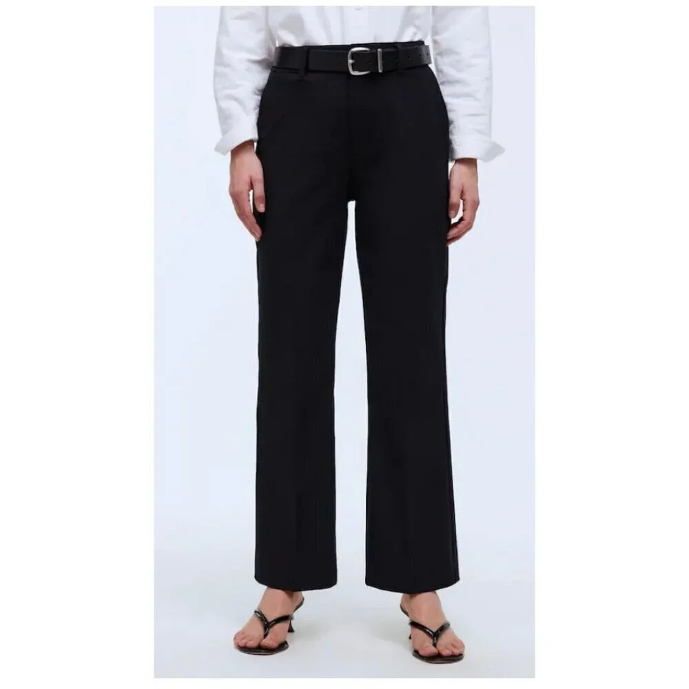 Madewell $88 Tall Flare Ankle Pants Black Size T4 NP430 - Picture 1 of 7